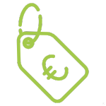 Groene prijsetiket met euroteken